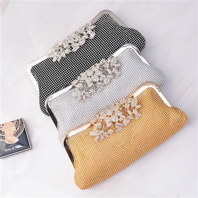 Xonimlar Yaltiroq Rhinestone Sariq partiya kechki sumkasi debriyajlar hamyon